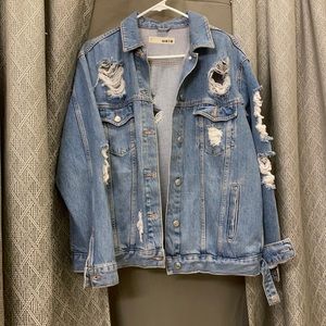 Top shop distressed denim jacket size us 8